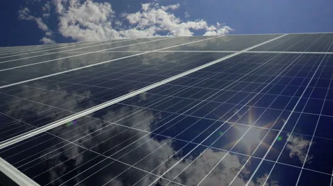 Solar panels with cloud reflection time lapse Stock Footage 68539560