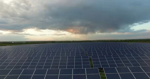 Solar panels in cloudy weather Stock Footage 74372386