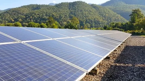 Solar Panels Collecting Sun Light Green Energy Nature Preservation Ecology Stock Footage 72315345