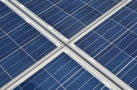 Solar panels connection point in close up 스톡 사진