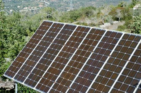 Solar panels in countryside setting. Stock Photos