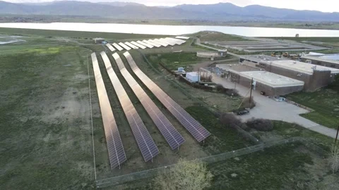 Solar Panels - Drone camera moves forward Video stock 138874289