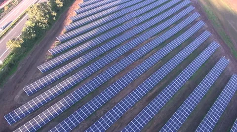 Solar panels drone flight, Aerial View, solar park, renewable energy Stock Footage 40341471