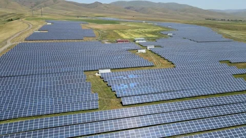 Solar panels drone shot Stock Footage 240734787