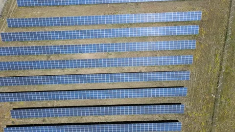 Solar panels drone shot Video stock 240737390