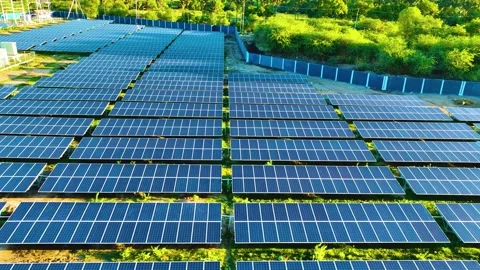 Solar Panels - Drone View - Leftwards Stock Footage 251707445
