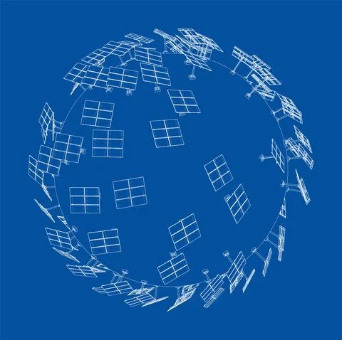 Solar Panels on Earth Concept. Vector Stockillustratie
