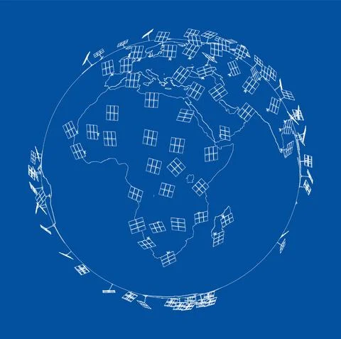 Solar Panels on Earth Concept. Vector イラスト素材