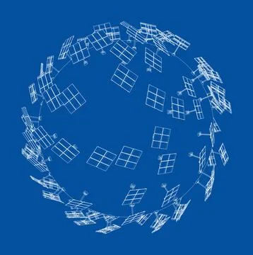 Solar Panels on Earth Concept. Vector 库存插图