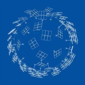 Solar Panels on Earth Concept. Vector Illustrazione stock