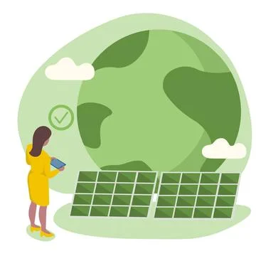 Solar panels for ecology, vector illustration in flat style. alternative rene Stock Illustration