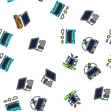Solar panels energy sun seamless pattern vector Ilustración de archivo