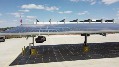 Solar panels for EV charging Stock Footage 158894915