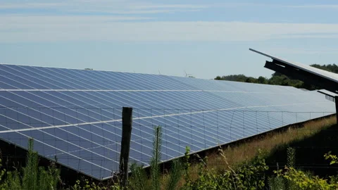 Solar panels farm generating clean energy Stock Footage 339558133