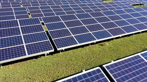 Solar panels field from the air Video stock 126954384