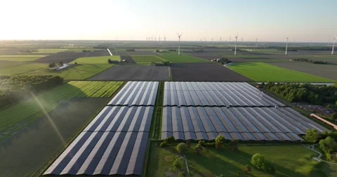 Solar panels field in a Closed Distribution System, supplies power to Stock Footage 311066853