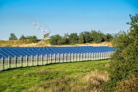 Solar panels on the field Stock Photos
