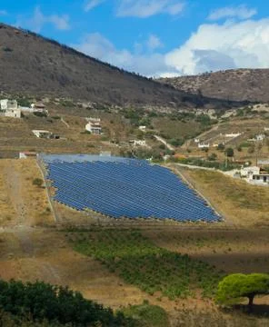 Solar panels field Stock Photos
