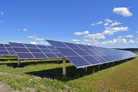 Solar panels on field Stock Photos