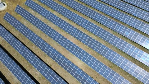 Solar panels fields drone shot Stock Footage 240735524
