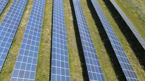 Solar panels fields drone shot Vídeo Stock 240737993