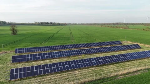 Solar panels in the fields Stock Footage 309049377