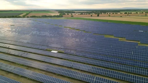 Solar panels flyover in summer Stock Footage 281242057