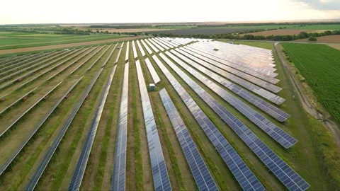 Solar panels flyover in summer Stock Footage 281242424