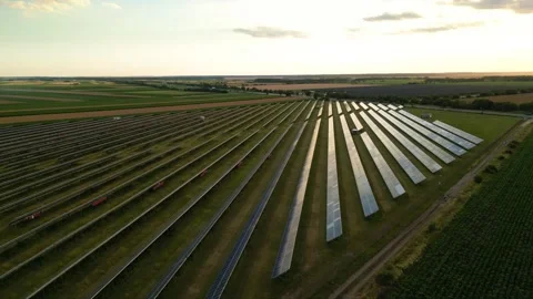 Solar panels flyover in summer Stock Footage 281242552