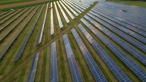 Solar panels flyover in summer Stock Footage 281242602