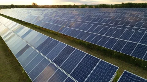 Solar panels flyover in summer Stock Footage 281242684