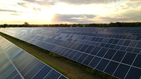 Solar panels flyover in summer Stock Footage 281242710