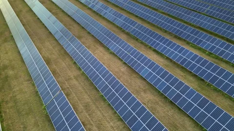 Solar panels flyover in summer Stock Footage 281242942
