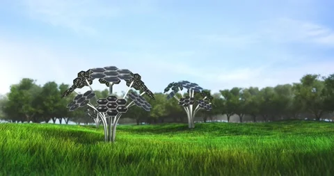 Solar panels on a forest background Видео 200204578