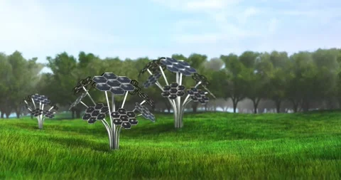 Solar panels on a forest background Видео 200204622