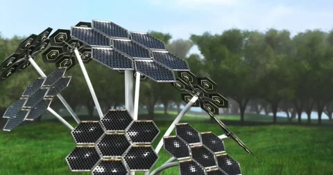 Solar panels on a forest background Видео 200204642