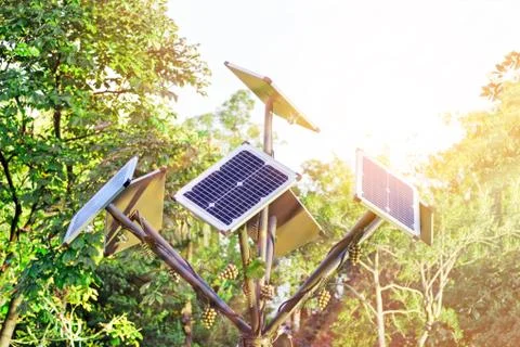 Solar panels in the form of a tree Stock Photos