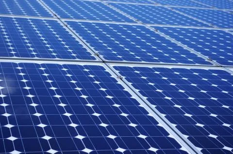 Solar panels frontal, side view Stock Photos