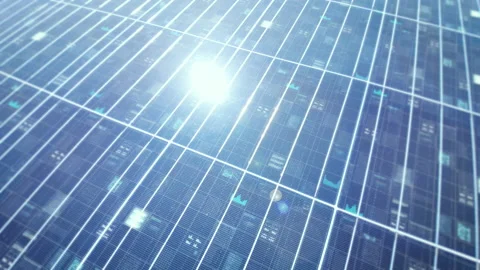 Solar panels generating clean energy, motion graphics concept, digital data Stock Footage 175919795