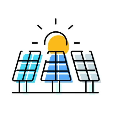 Solar panels generating clean renewable energy from sun Stock Illustration