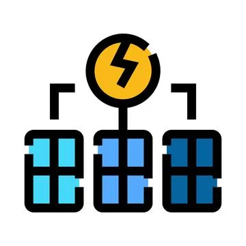 Solar panels generating electricity for renewable energy Stock Illustration