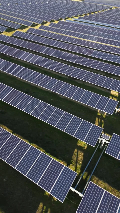 Solar panels generating renewable electricity in solar farm – clean energy Stock Footage 330530333