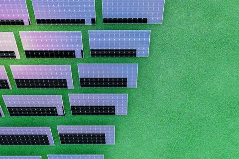 Solar panels on grass background Stock Illustration