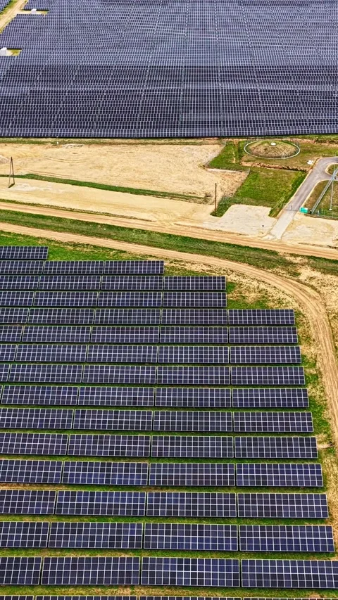 Solar Panels in Green Agricultural Fields Stock Footage 336239055