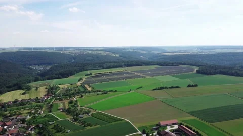 Solar panels on a green hill Stock Footage 155935210