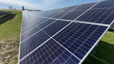 Solar Panels on Ground in Field Stock Footage 185023102
