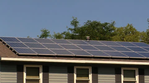Solar panels on home Stock Footage 25657366
