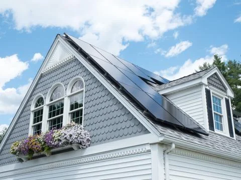 Solar Panels on a house Stock Photos