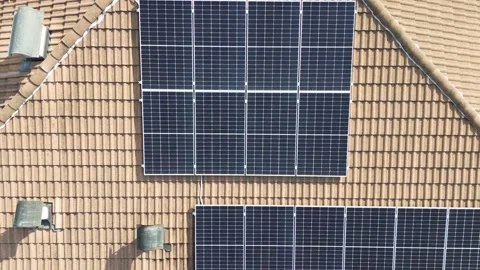 Solar panels on house rooftop. Stock Footage 235162405