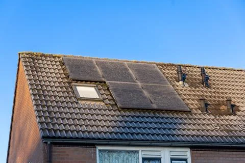 Solar panels with ice. Stock Photos